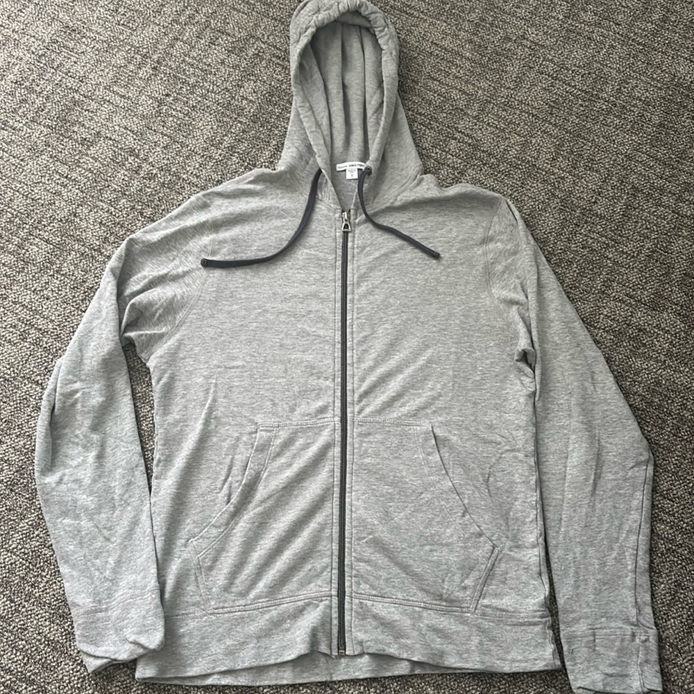 Gray James Perse Zip-Up Jacket Hoodie